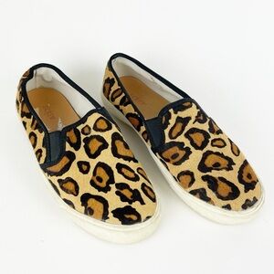 J. Crew Calf Hair Animal Print Slide On Sneaker Size 7